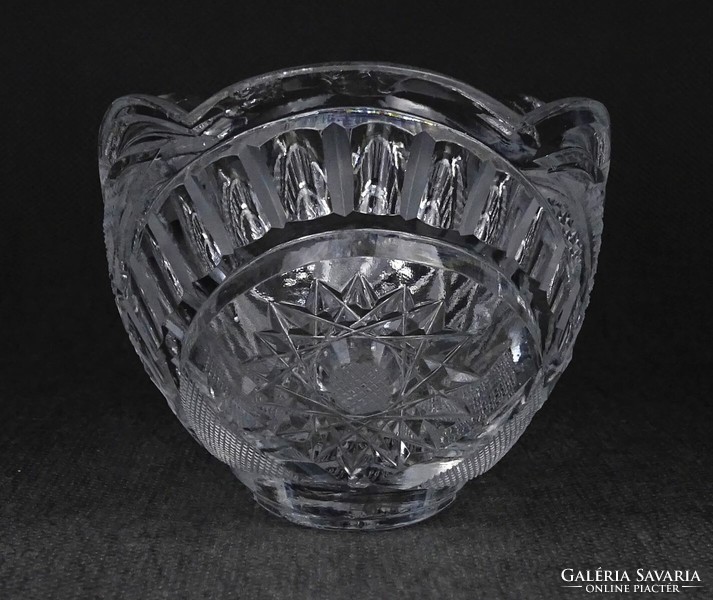 1O865 Ovális alakú csiszoltüveg tál tálka 14.5 cm