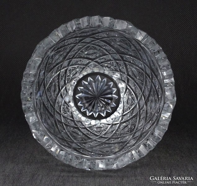 1O850 Régi csiszolt kristály váza 16 cm