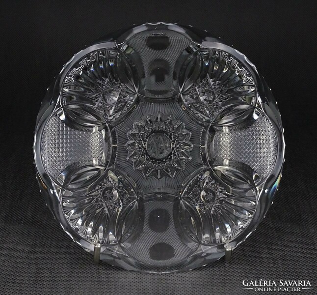1O790 Gyönyörű csiszolt kristály tányér 15.5 cm