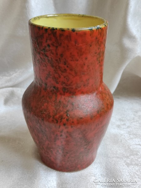Orange black veined lake head ceramic vase retro design