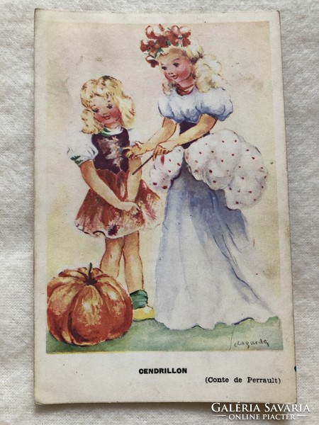 Antique, old graphic fairy tale postcard - post clean -7.