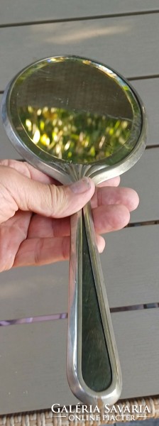 Antique hand mirror large polished glass art deco art nouveau