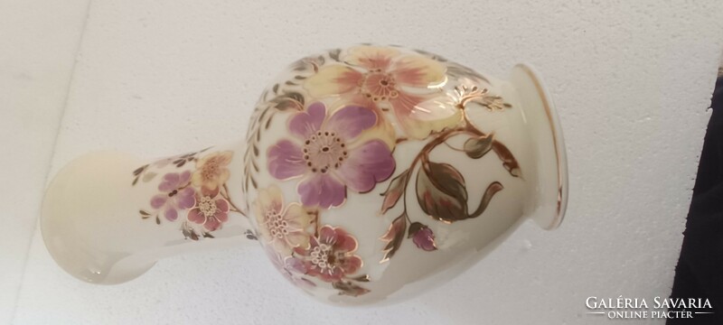 Zsolnay vase with floral hand-painted gilding