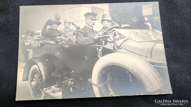 1915. Later iv. Károly, the last Hungarian king + Queen Zita, original photo sheet from the era of the automobile