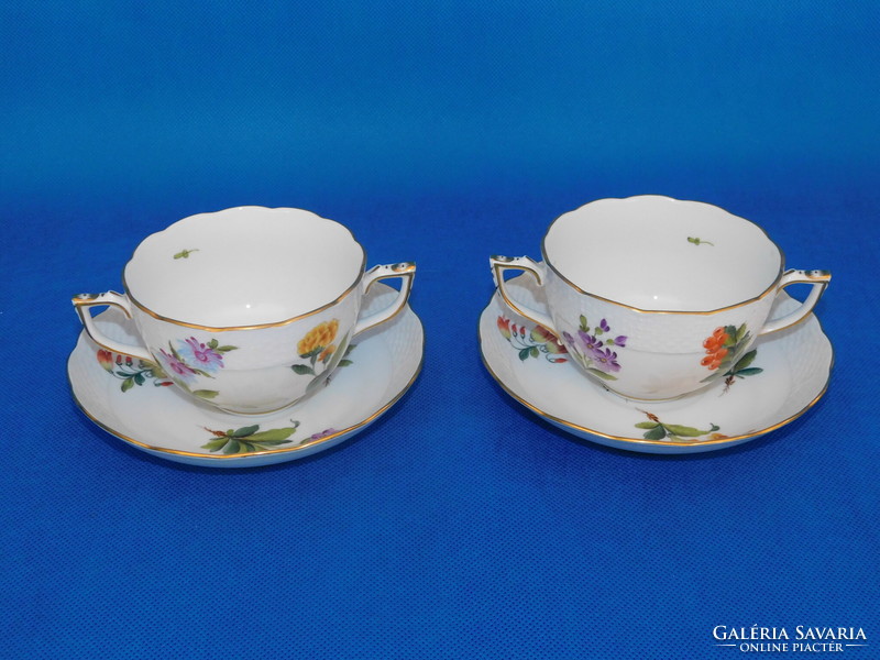 Herendi fleurs des bermudes pattern soup cup + base pair