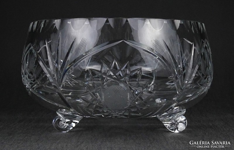 1O773 large footed polished crystal centerpiece serving bowl