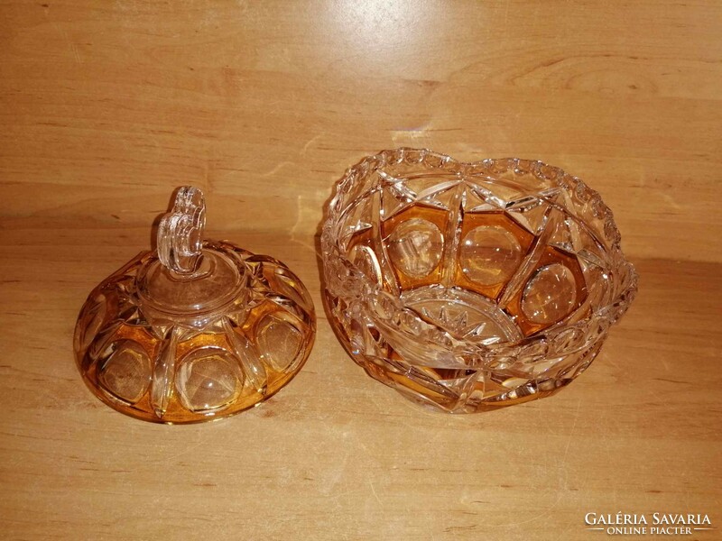 Színes kristály üveg  bonbonier, cukortartó (b)