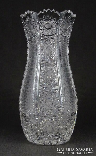1O780 Gyönyörű vastagfalú ólomkristály váza díszváza 21 cm