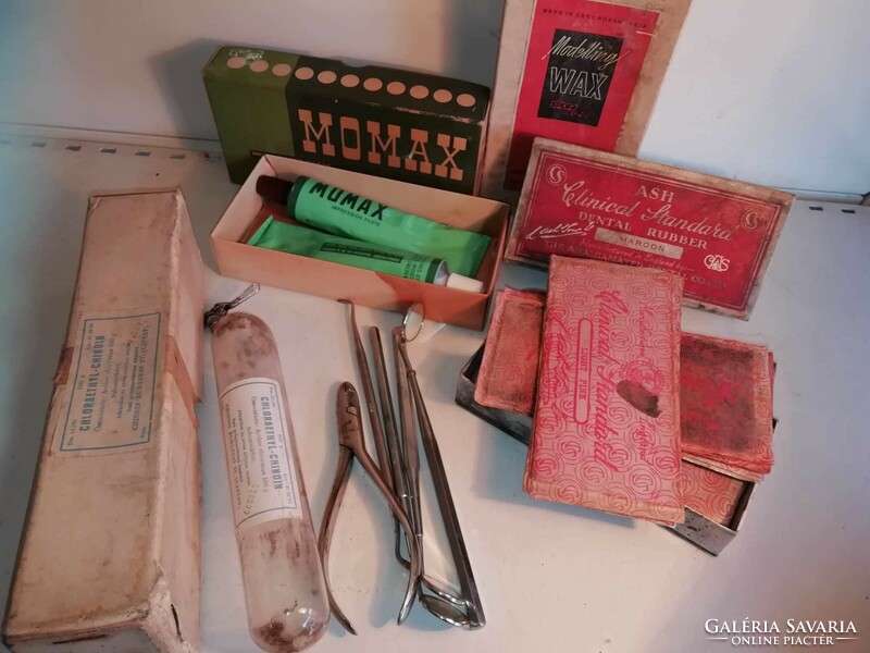 Old dental tools and supplies