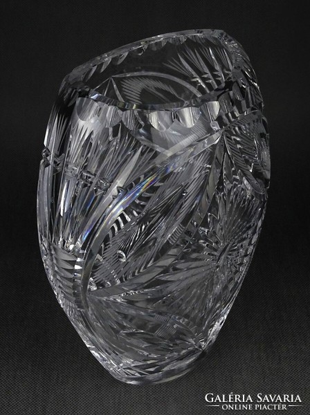 1O781 Gyönyörű vastagfalú nagyméretű ólomkristály váza díszváza 25.5 cm