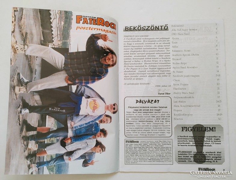 FateRock magazin 96/8 Jerrybo Sipőcz Band Pogues Szfinx Shabby BB Southern Special Ed Davis