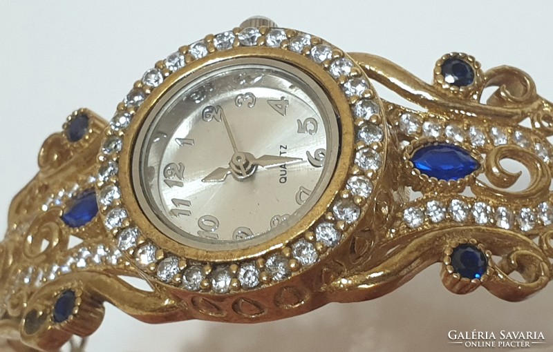 Gold-plated silver (925) jewelry watch with quartz movement