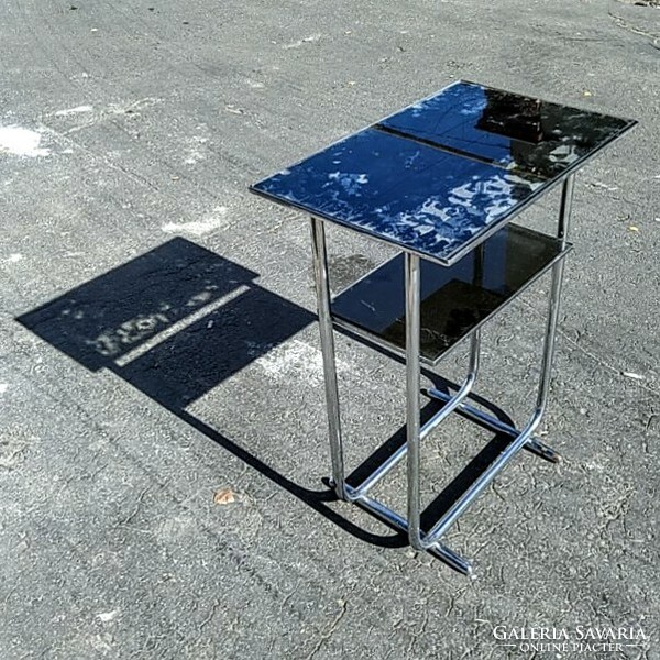 Bauhaus - Art deco csővázas dohányzóasztal/kávézóasztal