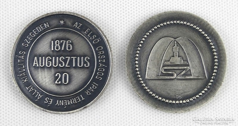 1O821 andrás lapis : Szeged industrial fair centenary commemorative plaque in a pair of gift boxes 1876-1976