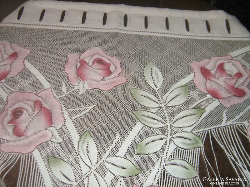 Csodaszép vintage stílusú színes rózsás szalagos vitrázs / panoráma függöny