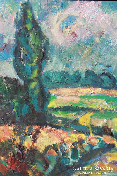 József Monos: aspen trees at the edge of the vineyard