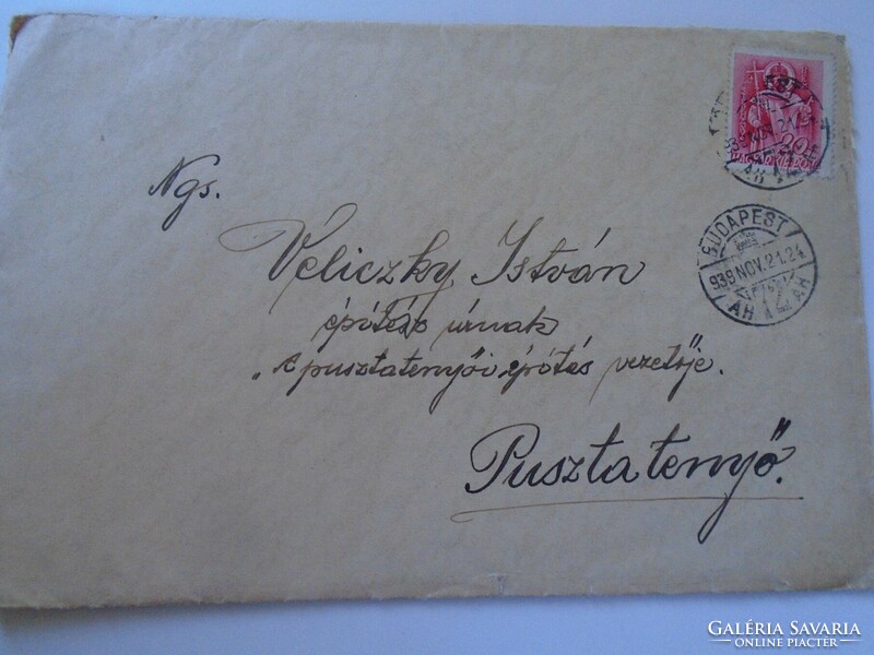 Letter D198521 - István Veliczky Pusztatenyő - construction manager 1939 (today Tiszatenyő)