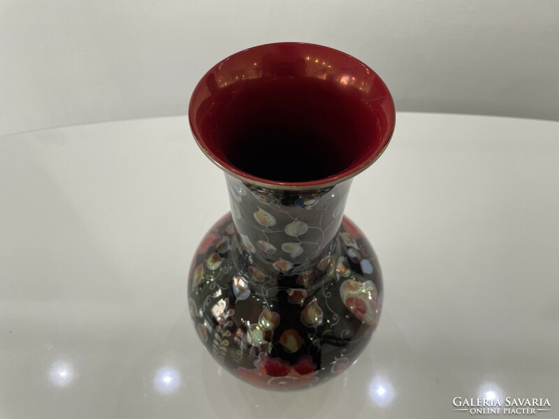 Zsolnay eozin többtüzű kéttüzű váza kaspó porcelán