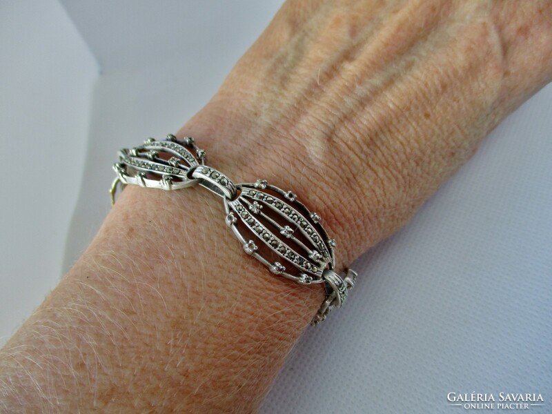 Very nice antique Hungarian silver bracelet with marcasite