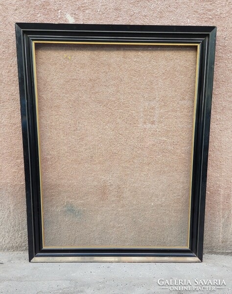 Old wooden picture frame, black lacquer, internal size 89x68 cm