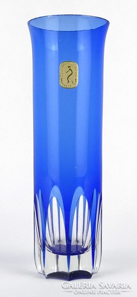 1O824 blue marked German harzkristall crystal vase 21.5 Cm
