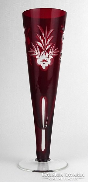 1O823 burgundy colored base crystal vase 23 cm