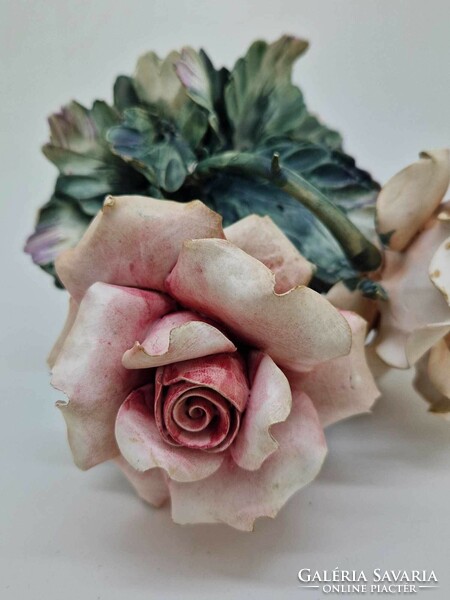 Capodimonte Italian porcelain rose table decoration flower 15cm