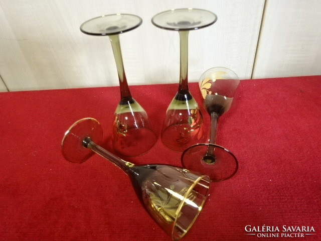 Gold-plated liqueur glass, height 14 cm. Four in one for sale. Jokai.