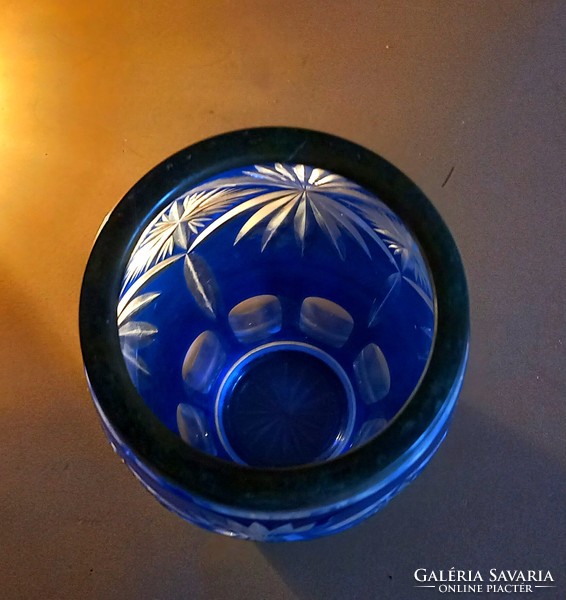 Biedermeier kobaltkék kristály váza ALKUDHATÓ