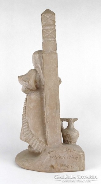 1O881 Balogh L. : "Székely Leány" art deco kerámia szobor 1937 38.5 cm