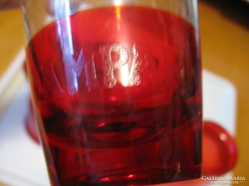 Retro piros Campari Coctail mixer , Guzzini design, jég csipesszel és pohárral