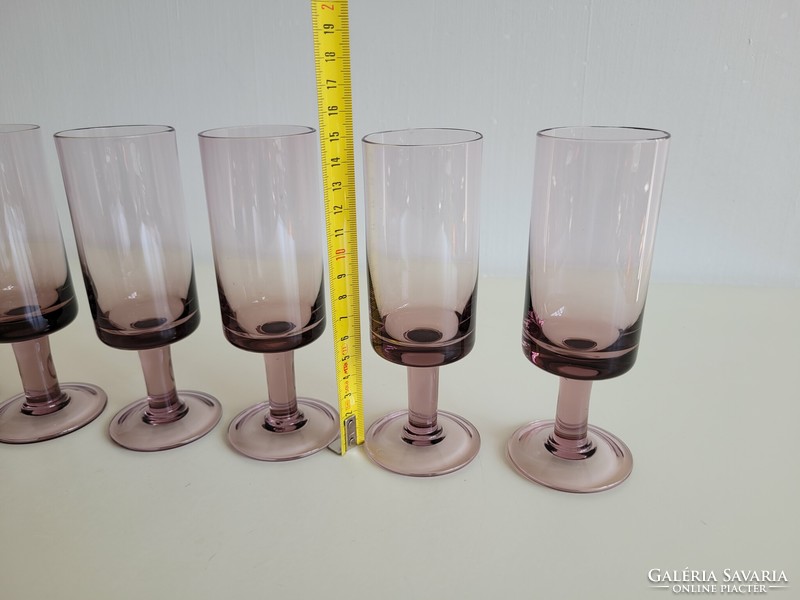 Retro 6 db lila talpas üvegpohár mid century üveg pohár készlet