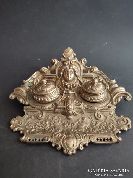 Baroque putto copper inkstand set - ep