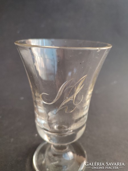 Monogrammed antique bieder glass cup - ep
