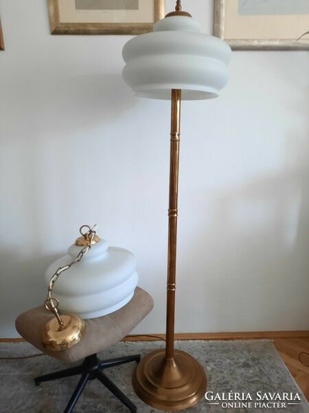 Chandelier and floor lamp made in mid-century style,