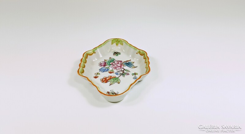 Herend, jewelry holder bowl with Victoria pattern, antique hand-painted porcelain, flawless! (B146)