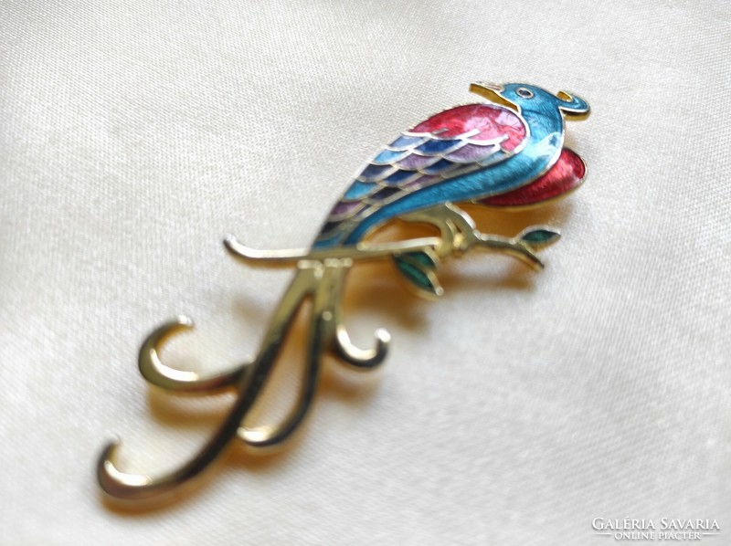Marked, peacock brooch