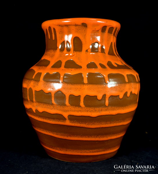 Retro glazed ceramic vase with large - mark