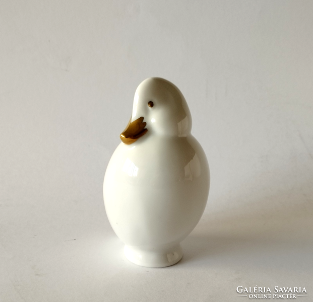 Rare! White and gold puffy duck figurine from Raven House, nipp