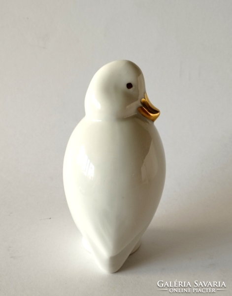 Rare! White and gold puffy duck figurine from Raven House, nipp