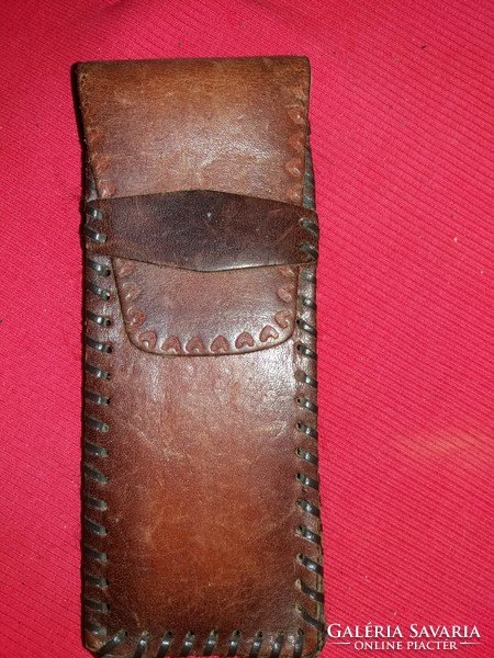 Old 1970s teacher status symbol craftsman leather pen, iron holder 2 correct as shown