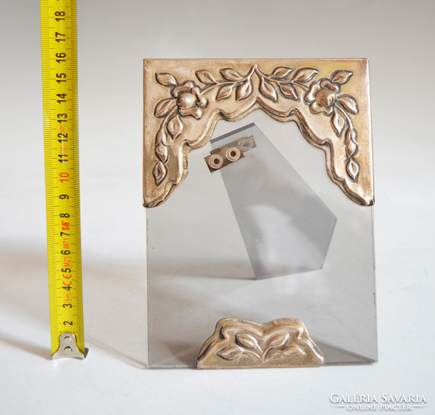 Silver modern picture frame with rose decoration (on11)