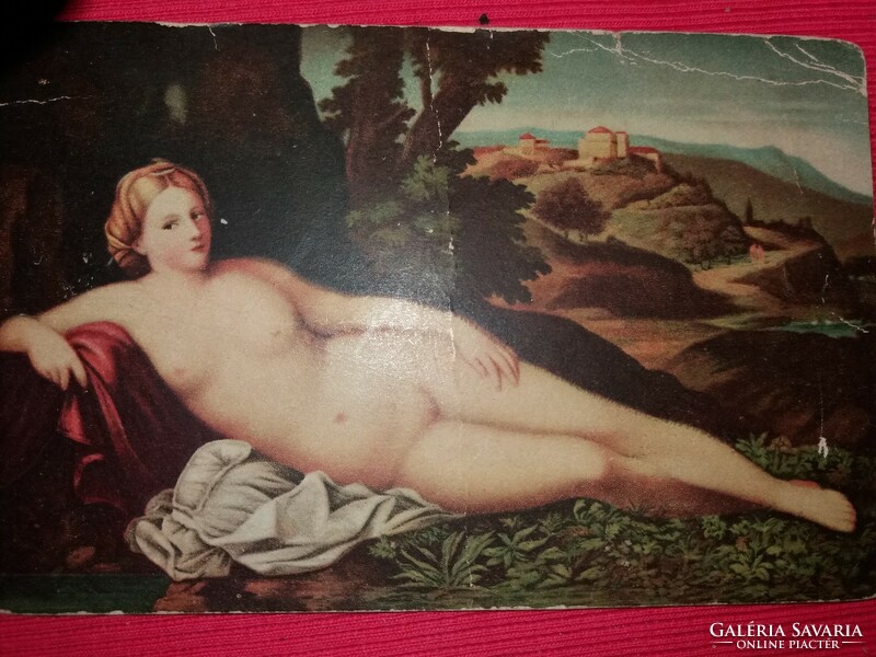 Antique postcard palma vecchio: venus painting, by Lajos Kastner, ceramicist