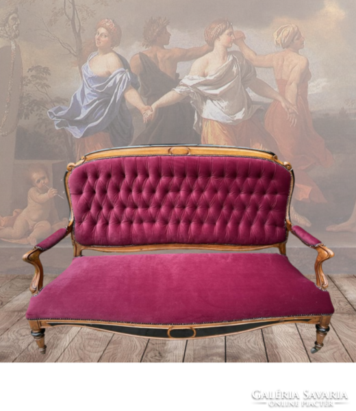 Klasszikus antik 19. századi antik kanapé felújítva