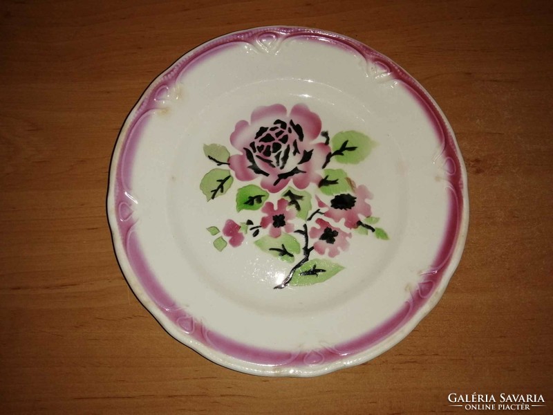 Old granite flat plate with flower pattern - diam. 22.5 cm (n)