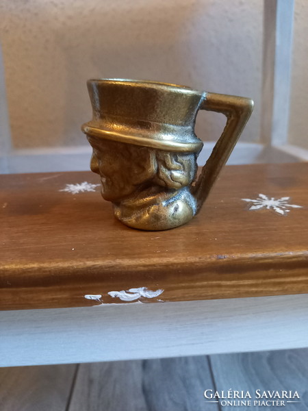 Solid antique copper toby jug glass (5.6x6.5x4.2 cm)