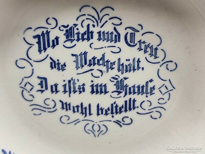 Thomasberger & Hermann Colditz porcelán tányér / a felirat, német nyelvű, népi mondások.