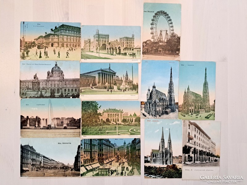 13 darabos gyűjtemény, Bécs, Wien, Vienna, 1910-es és 20-as évek, antik, régi képeslap