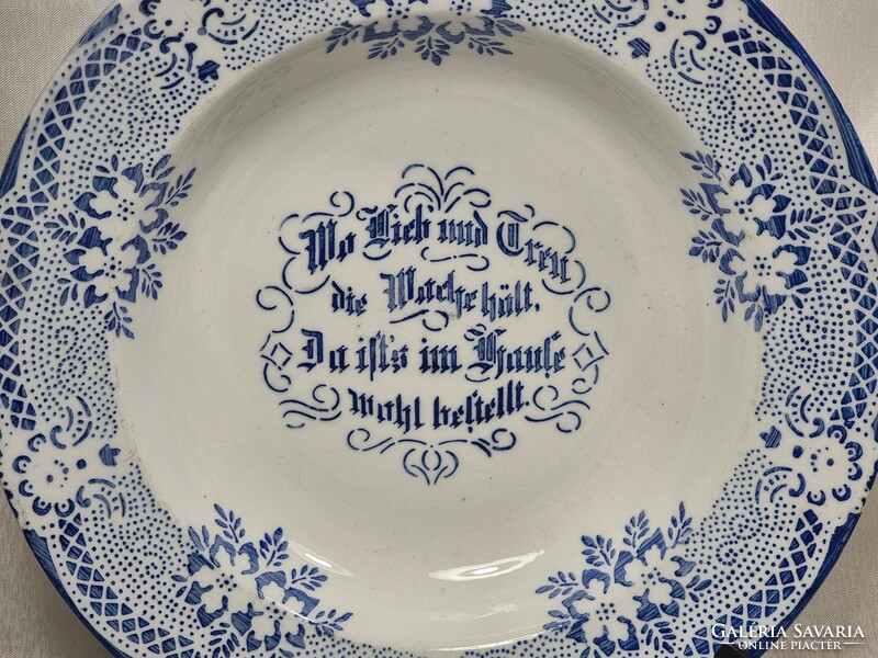 Thomasberger & Hermann Colditz porcelán tányér / a felirat, német nyelvű, népi mondások.