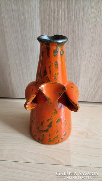 Retro Lénárt Mihály ceramic rooster-shaped vase